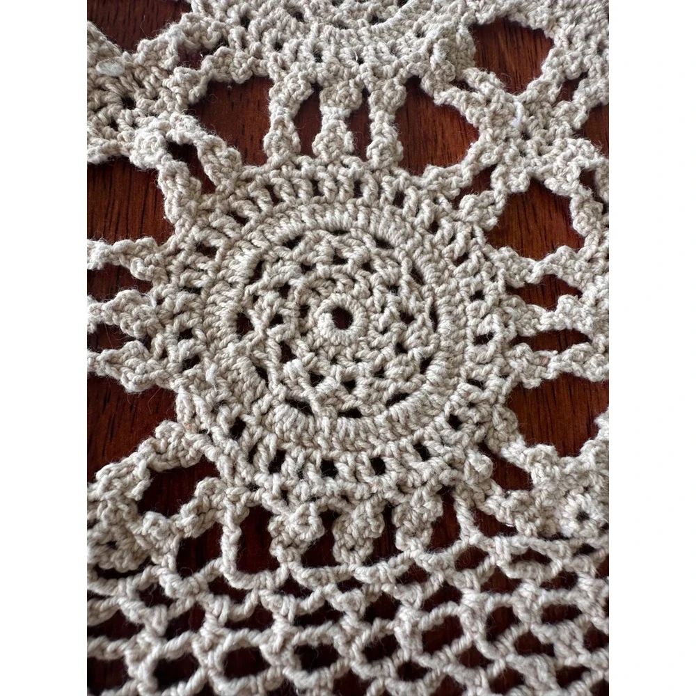 Unbranded Tablecloth Unisex 60x94 Crochet Lace Cotton Cream Vintage Farmhouse